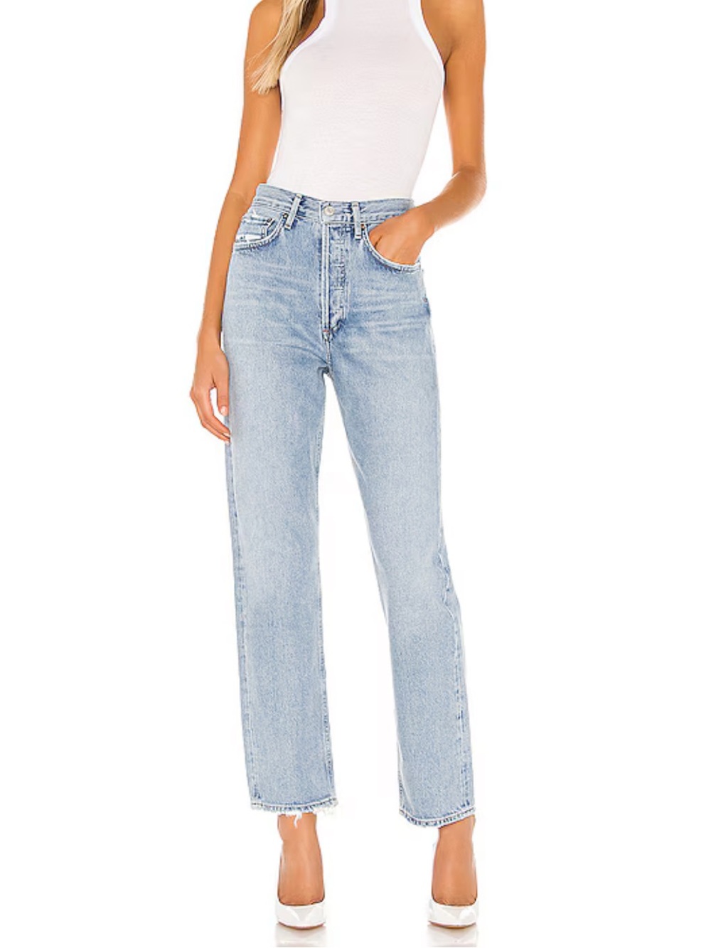 Agolde 90's Mid Rise Loose Fit light wash jeans size 30